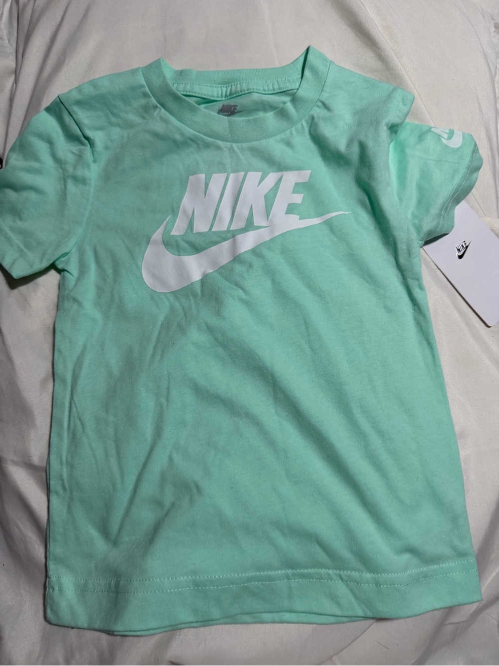 Nike Kids Mint Green Short Sleeve Tee with White Logo